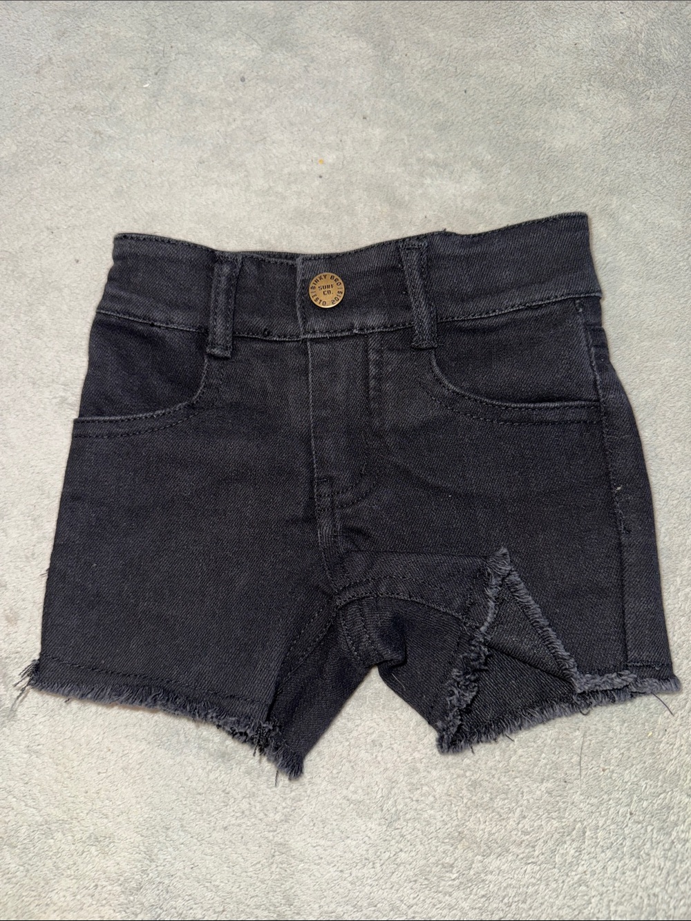 Black Denim Frayed Hem Shorts
